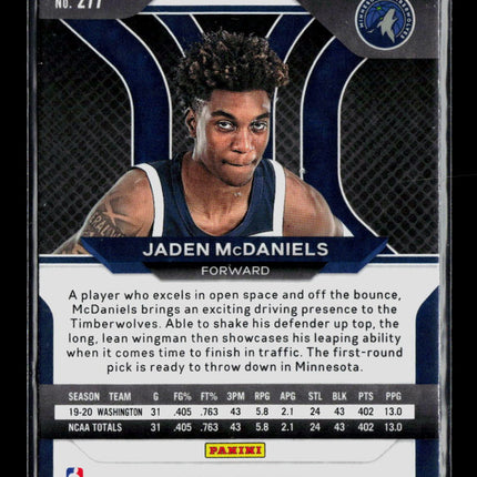 2021 Panini Prizm Jaden McDaniels #277 RC