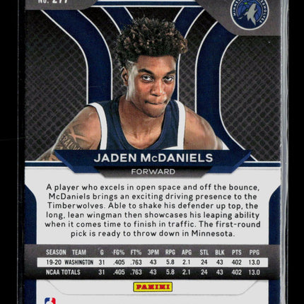 2021 Panini Prizm Jaden McDaniels #277 RC
