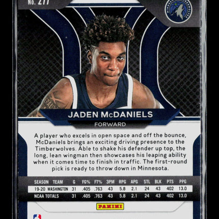 2021 Panini Prizm Jaden McDaniels #277 RC