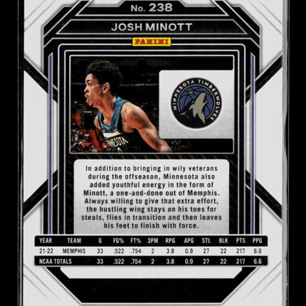 2023 Panini Prizm Josh Minott #238 RC