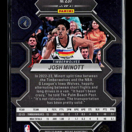 2023 Panini Mosaic Josh Minott #237 Green RC