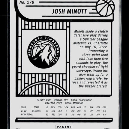 2022 Panini Hoops Josh Minott #278 RC