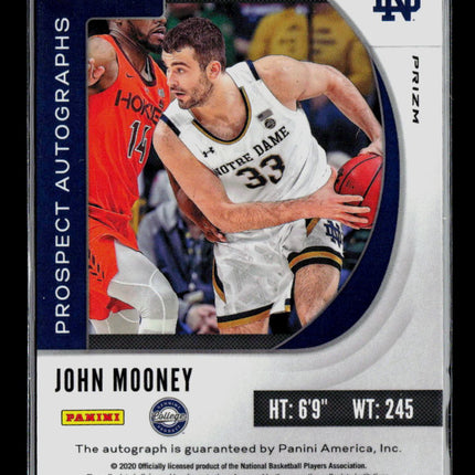 2020 Panini Prizm Draft Picks John Mooney #PA-JO Green RC Auto