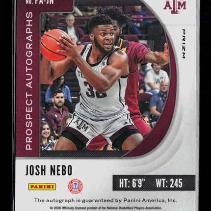 2020 Panini Prizm Draft Picks Josh Nebo #PA-JN Red RC Auto