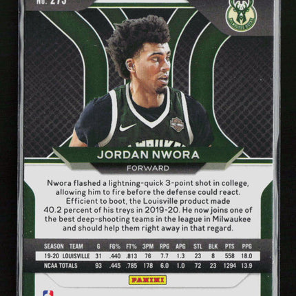 2021 Panini Prizm Jordan Nwora #273 Red White Blue RC