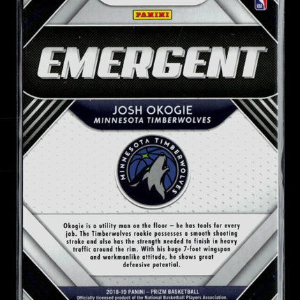 2018 Panini Prizm Emergent Josh Okogie #20 Silver