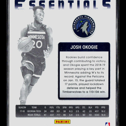 2019 Panini Chronicles Essentials Josh Okogie #222 RC