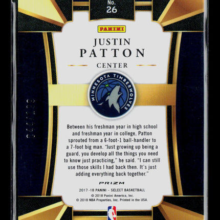 2018 Panini Select Prizm Concourse Justin Patton #26 Red RC /199