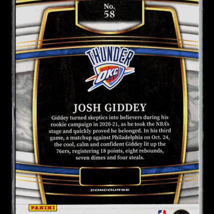 2022 Panini Select Josh Giddey #58 RC