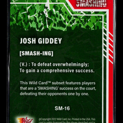 2022 Wild Card Alumination Edition Smashing Josh Giddey #SM-16 Green 52/60