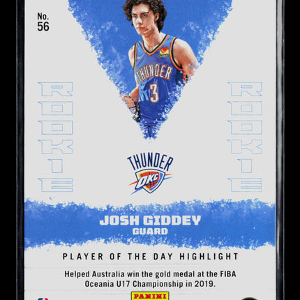2022 Panini Player of the Day Josh Giddey #56 RC