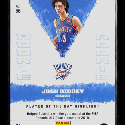 2022 Panini Player of the Day Josh Giddey #56 RC