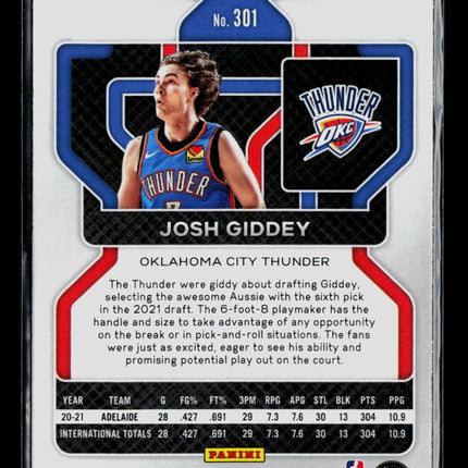 2021 Panini Prizm Josh Giddey #301 RC