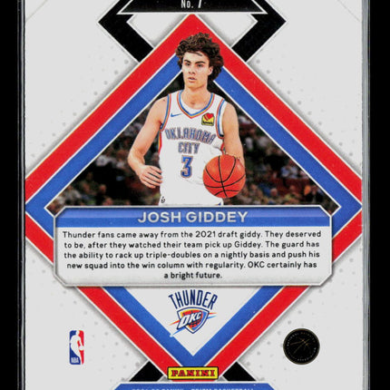 2021 Panini Prizm Emergent Josh Giddey #7 RC Silver