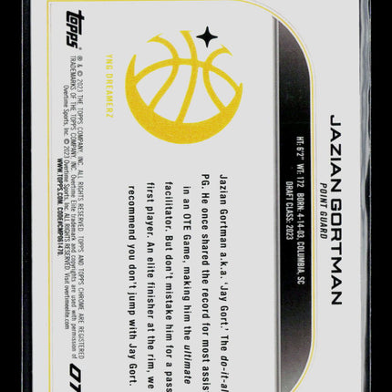 2023 Topps Chrome Overtime Elite Jazian Gortman #7 Blue Sapphire
