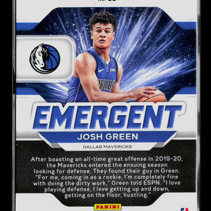 2021 Panini Prizm Emergent Josh Green #22 RC Silver