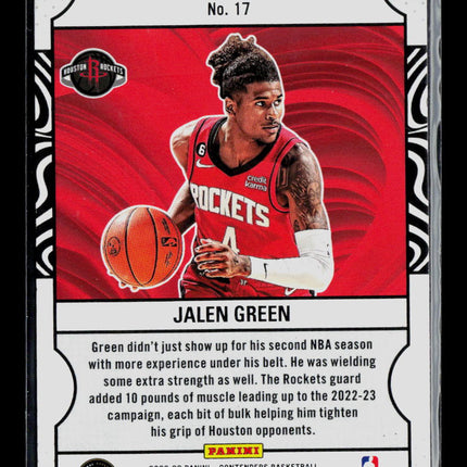 2023 Panini Contenders Basketball Jalen Green #17 Game Night Ticket
