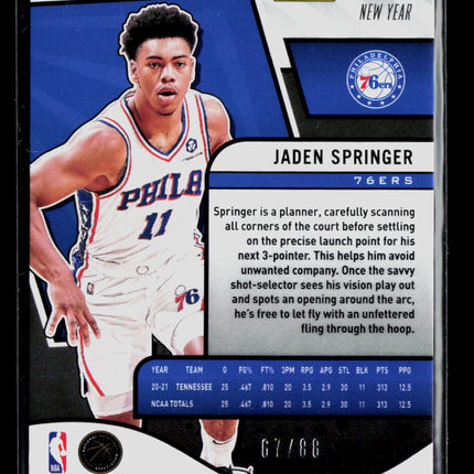 2022 Panini Revolution Jaden Springer #129 New Year RC /88