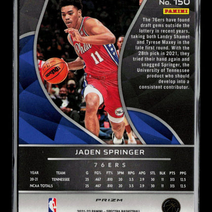 2022 Panini Spectra Jaden Springer #150 RC