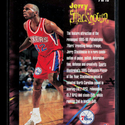 1996 Fleer Rookie Phenom Jerry Stackhouse #7 Hot Packs