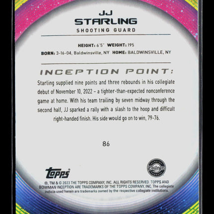 2023 Bowman University Inception JJ Starling #86