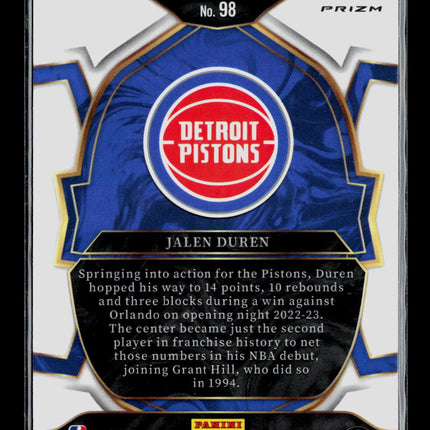 2023 Panini Select Jalen Duren #98 RC Red Ice