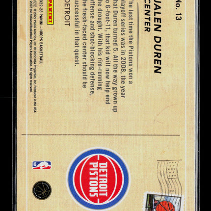 2022 Panini Hoops Rookie Greetings Jalen Duren #13