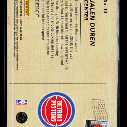 2022 Panini Hoops Rookie Greetings Jalen Duren #13