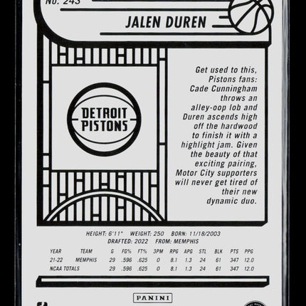 2022 Panini NBA Hoops Jalen Duren #243 RC