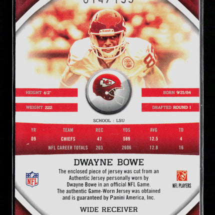 2010 Panini Gridiron Gear Dwayne Bowe #70 014/199 Memorabilia Jersey