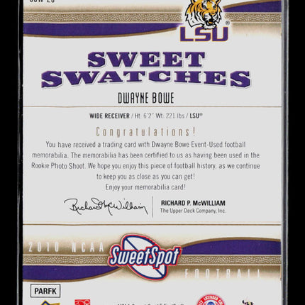 2010 Upper Deck Sweet Spot Dwayne Bowe #SSW-25 Jersey