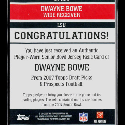 2007 Topps Draft Picks & Prospects Dwayne Bowe #SS-DBO Jersey Relic