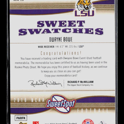 2010 Upper Deck Sweet Spot Sweet Swatches Dwayne Bowe #SSW-25 Jersey Swatch