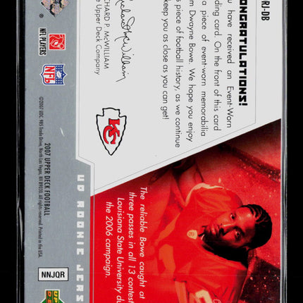 2007 Upper Deck Football Dwayne Bowe #UDRJ-DB Memorabilia Jersey