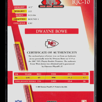 2007 Playoff Absolute Memorabilia Rookie Collection Dwayne Bowe #RJC-10 Jersey