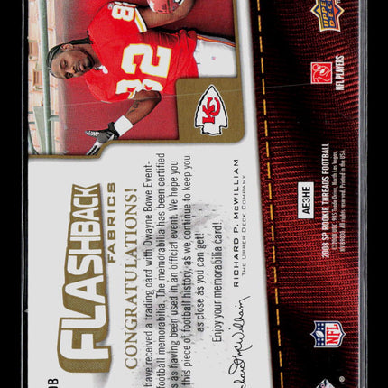 2008 Upper Deck SP Rookie Threads Dwayne Bowe #FF-DB Jersey