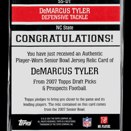 2007 Topps Draft Picks & Prospects DeMarcus Tyler #SS-DT Jersey Relic