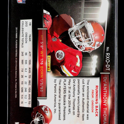 2014 Panini Playbook De'Anthony Thomas #RXO-DT RC 31/99 Jersey