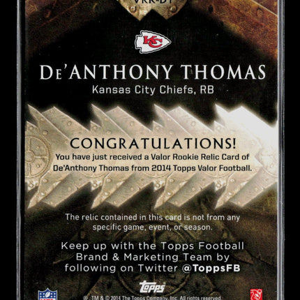 2014 Topps Valor De'Anthony Thomas #VRR-DT 28/99 Rookie Jersey