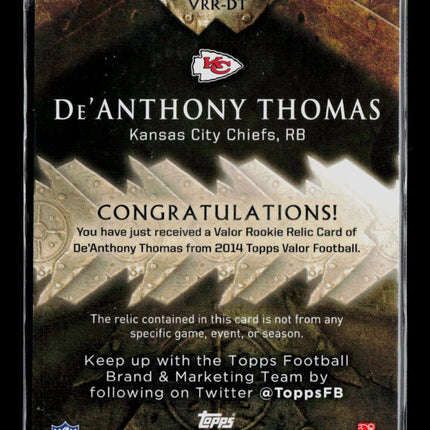 2014 Topps Valor De'Anthony Thomas #VRR-DT Rookie Jersey