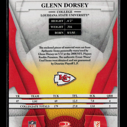 2008 Leaf Certified Materials Freshman Fabric Glenn Dorsey #205 153/599 Jersey