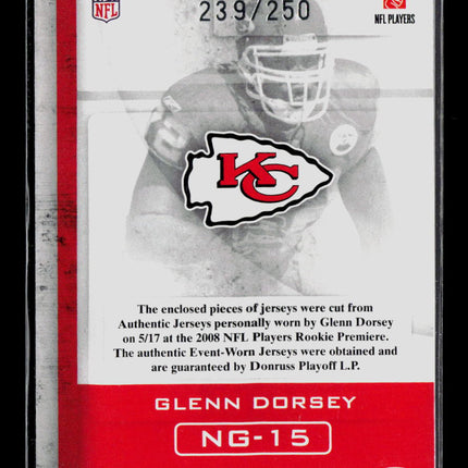 2008 Donruss Gridiron Gear Next Generation Glenn Dorsey #NG-15 Jersey 239/250
