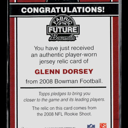 2008 Bowman Fabric of the Future Glenn Dorsey #FF-GD Memorabilia Jersey