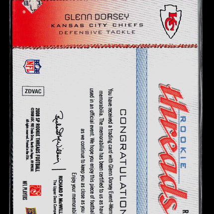 2008 SP Rookie Threads Glenn Dorsey #RT-GD 66/78 Jersey