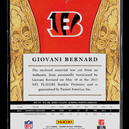 2014 Panini Crown Royale Silhouettes Giovani Bernard #12 RC Jersey 034/249