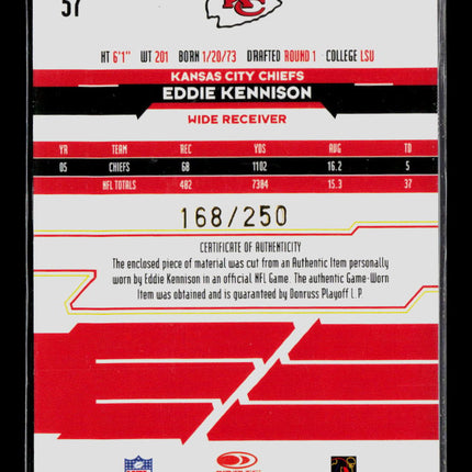 2006 Leaf Rookies & Stars Longevity Eddie Kennison #57 Game-Worn Patch 168/250