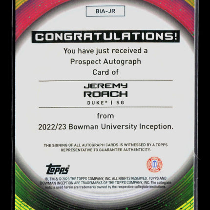 2023 Bowman University Inception Jeremy Roach #BIA-JR Auto