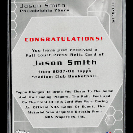 2007 Topps Stadium Club Jason Smith #FCPR-JS Relic Jersey 029/499