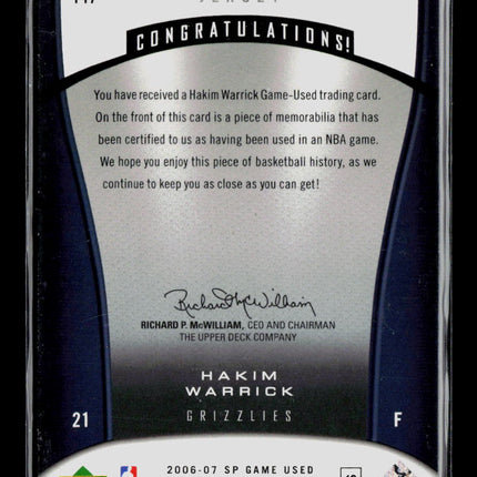 2006 SP Game Used Hakim Warrick #147 Memorabilia Jersey