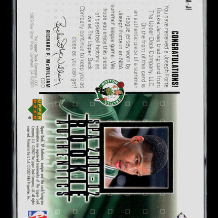 2002 Upper Deck SP Authentic Joseph Forte #RA-JF 0184/1275 Jersey